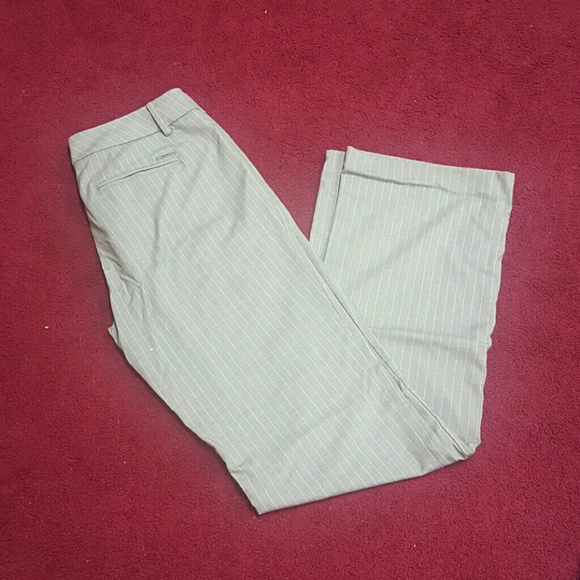 Grey with white pin stripes wide leg