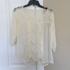 Cream Three Quarter Length Sleeve Blouse Cream Three Quarter Length Sleeve Blouse