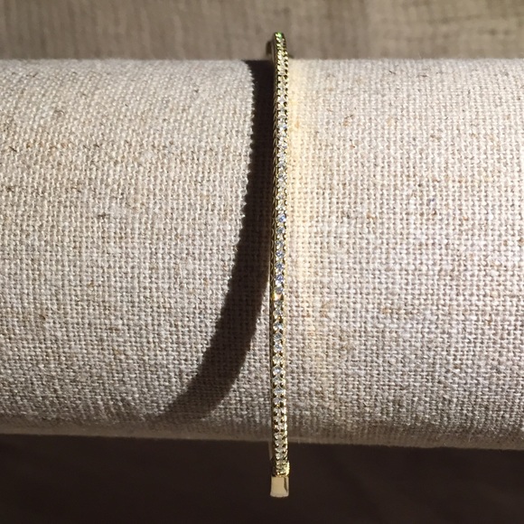 New Sterling Silver Gold Plated CZ Round Bangle