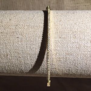 New Sterling Silver Gold Plated CZ Round Bangle