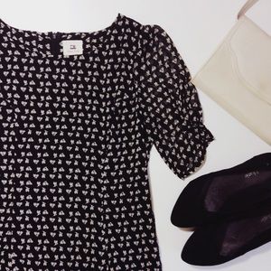 Navy Chiffon Floral Motif Dress with Lining