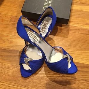 Badgley Mischka royal blue with crystal broach