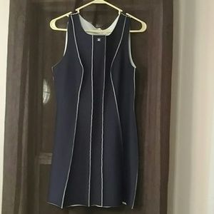 Vintage Chanel Navy Ivory Darted Dress size 40