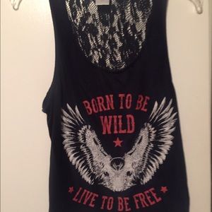 Navy tank top with lace back