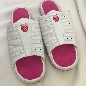 White and pink slippers