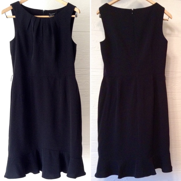 White and Black Tiny Polka Dot and Ruffle Dress