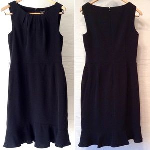 White and Black Tiny Polka Dot and Ruffle Dress