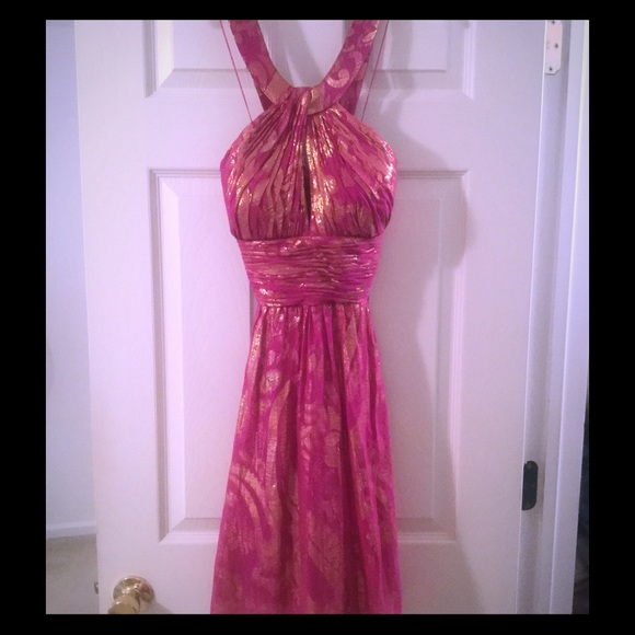 Aidan Mattox  pink / gold dress