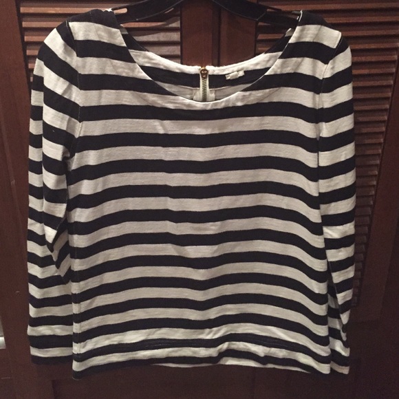 JCrew black and white striped top