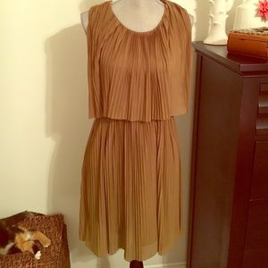 Pleated Sleeveless Midi Dress w/ Criss-Cross Back