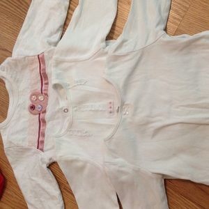 Beautiful, long sleeve, white onsies  trio