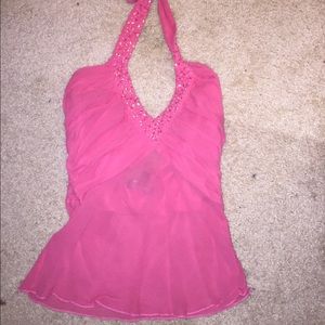 Dark salmon colored halter top