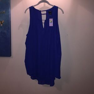 Blue flowy tank