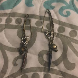 Rock & Republic safety pin skull earrings