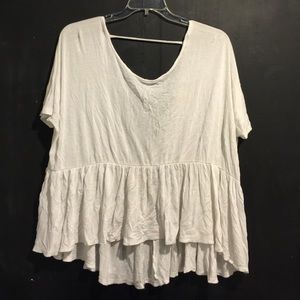 White loose fitting peplum top