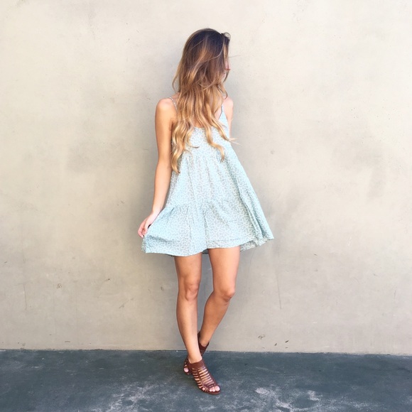 mint floral tank dress - Picture 2 of 4