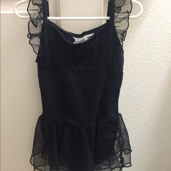 Girls black leotard with attached tutu