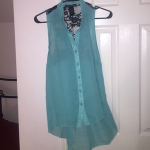 No strings attached button up top