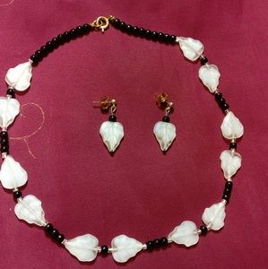 Vintage Frosted Czech Glass Bead Necklace/Earring