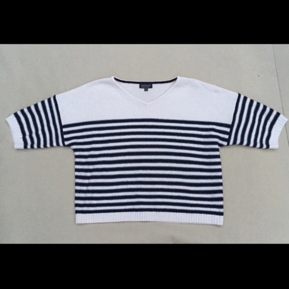 Topshop White/Black Oversize Short Sleeve Sweater - Picture 3 of 4