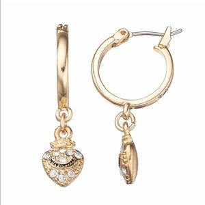 Juicy Couture heart charm hoop earrings