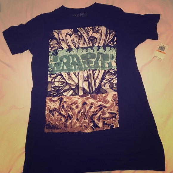 Ring of Fire Black Graffiti Wall T-shirt