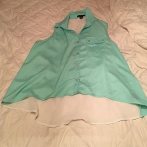 Teal button up