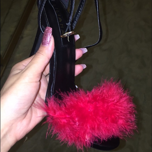 Shoes - Sexy Red Feather High Heels