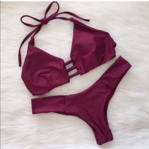 Maroon burgandy bikini set!