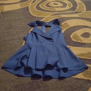 Blue Vest Peplum Top