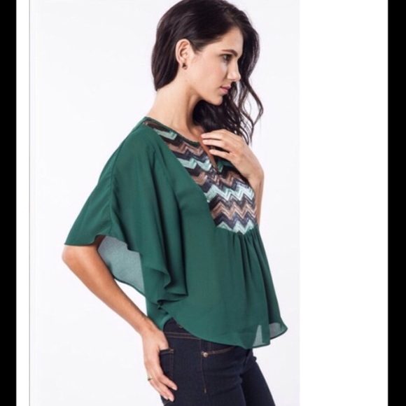 Glitz and Glam Top Sequined Chevron Striped Top - Picture 2 of 3