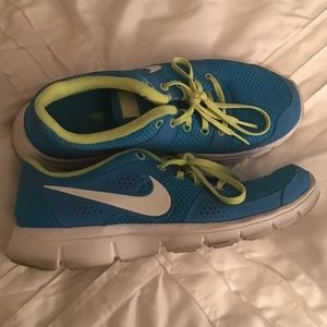 Neon Green and Blue Nike Shoes