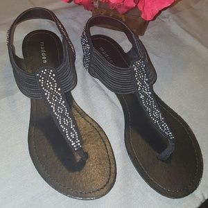 Madden Girl Black Beaded Sandals