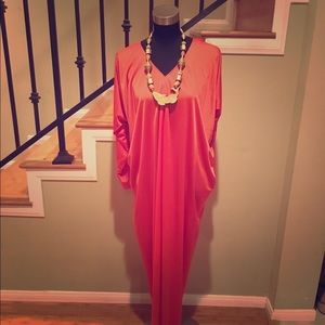 Vintage 70s Orange Kaftan Caftan Batwing Sleeve