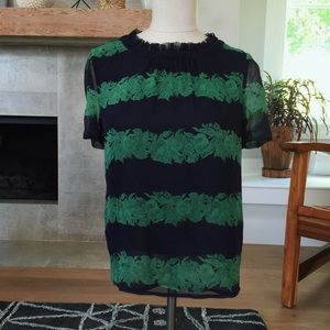 JCrew silk vine stripe tee size 4