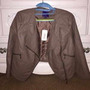 Foever 21 Leather Beige/Brown Blazer