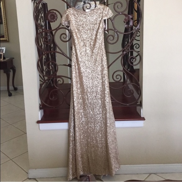 Sorella Vita Gold Sequins Evening Dress Gown