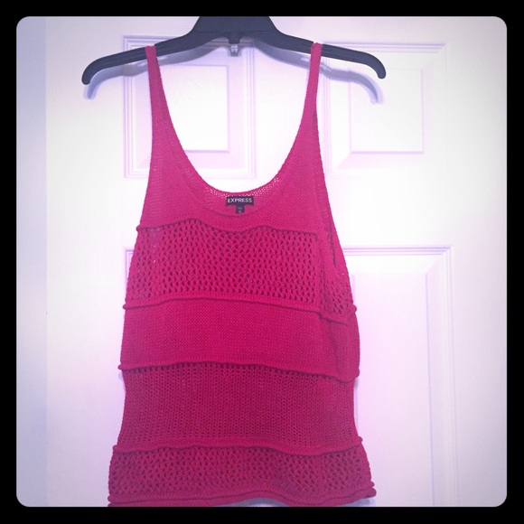 Dark pink knit tank top
