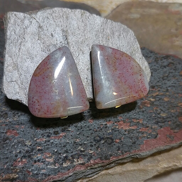 Vintage Jasper Stone Clip-on Earrings