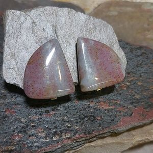 Vintage Jasper Stone Clip-on Earrings