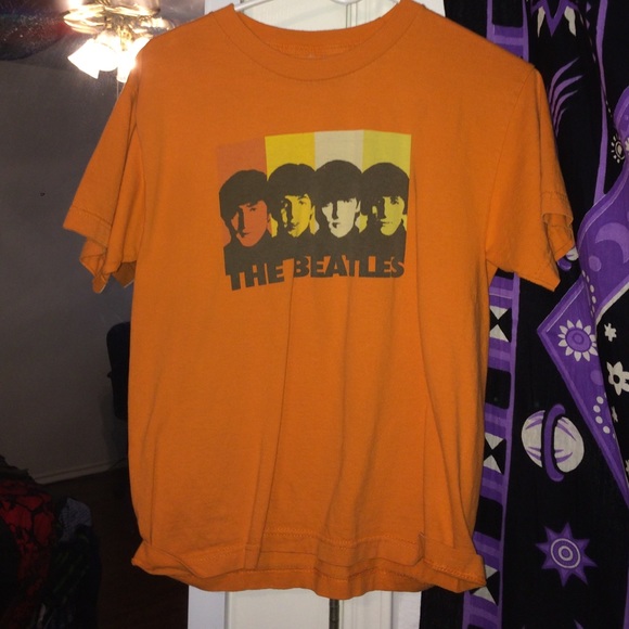 Orange Retro Beatles Band T-Shirt