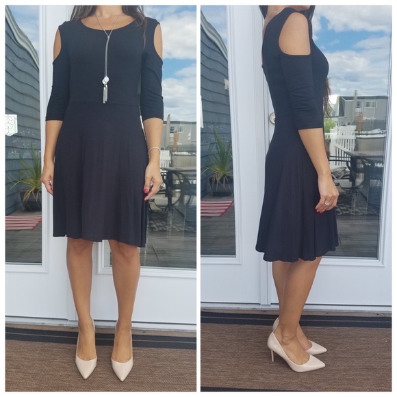 Black cold shoulder dress