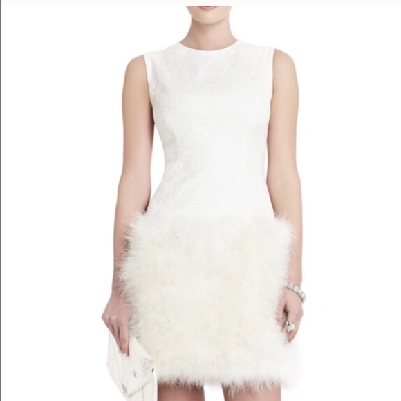 White fur BCBG Maxazria dress