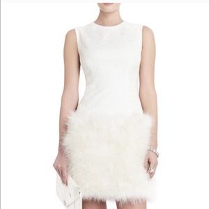 White fur BCBG Maxazria dress