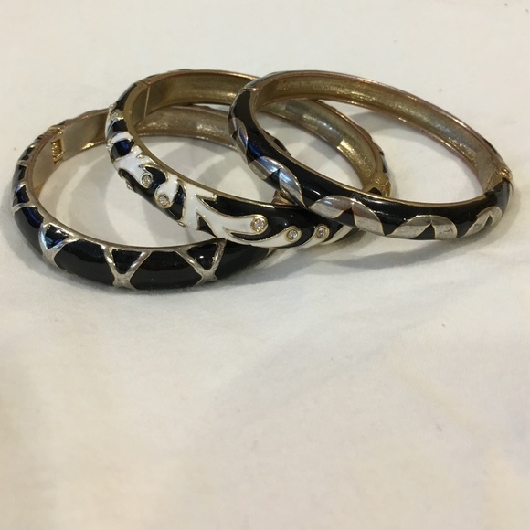 3 Stackable, Black and White Bracelets