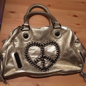 Betsy Johnson peace satchel bowler bag