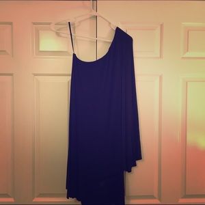 Dark purple one shoulder layered mini dress
