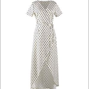 Black and white print wrap dress