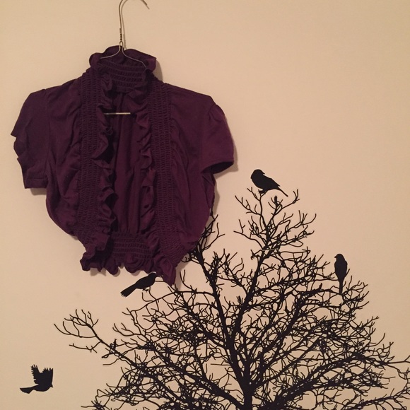 deep purple ruffle mini sweater shawl