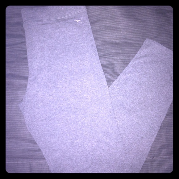 PINK: Gray FULL length stretch pants, size Large.